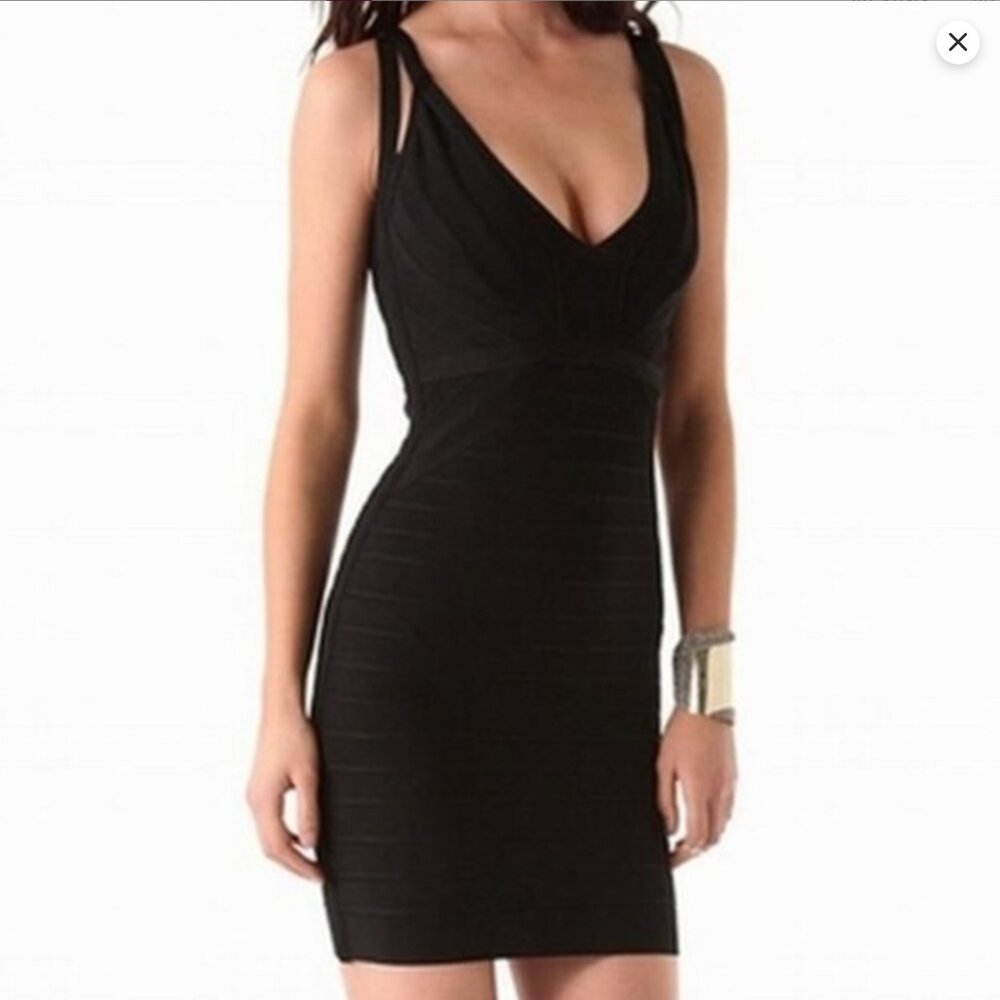HERVE LEGER Dema Black Cutout Bandage Dress